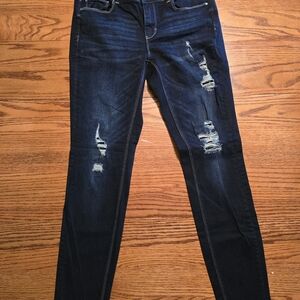 White House Black Market Navy Distressed Skinny Jeans
